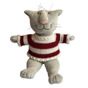 Edward Gorey Vintage Plush Cat Red & White Striped Sweater 10" Gund 2004 Hard To
